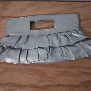 Elegant Silver Ruffled Clutch